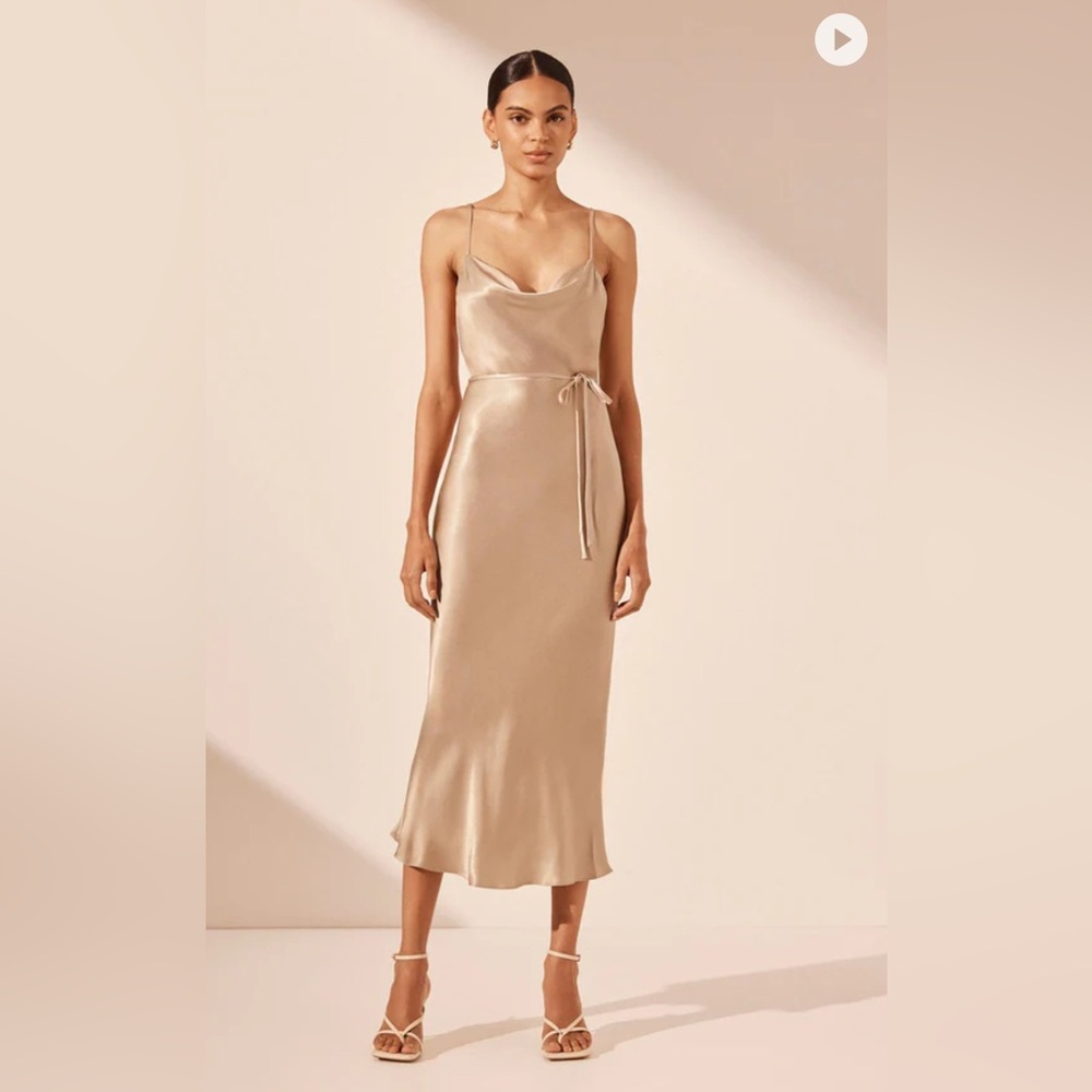 Shona Joy Champagne Satin Dress